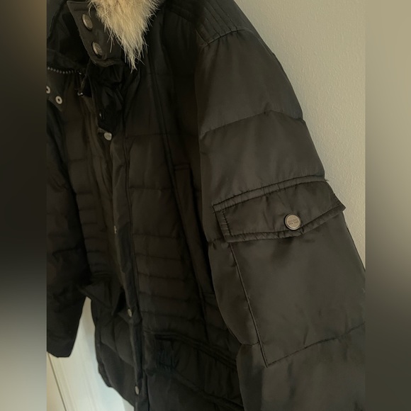 Men’s Puffer Jacket, Marc New York Andrew Marc, Black, Size L   Coyote Hood Trim - Picture 5 of 7